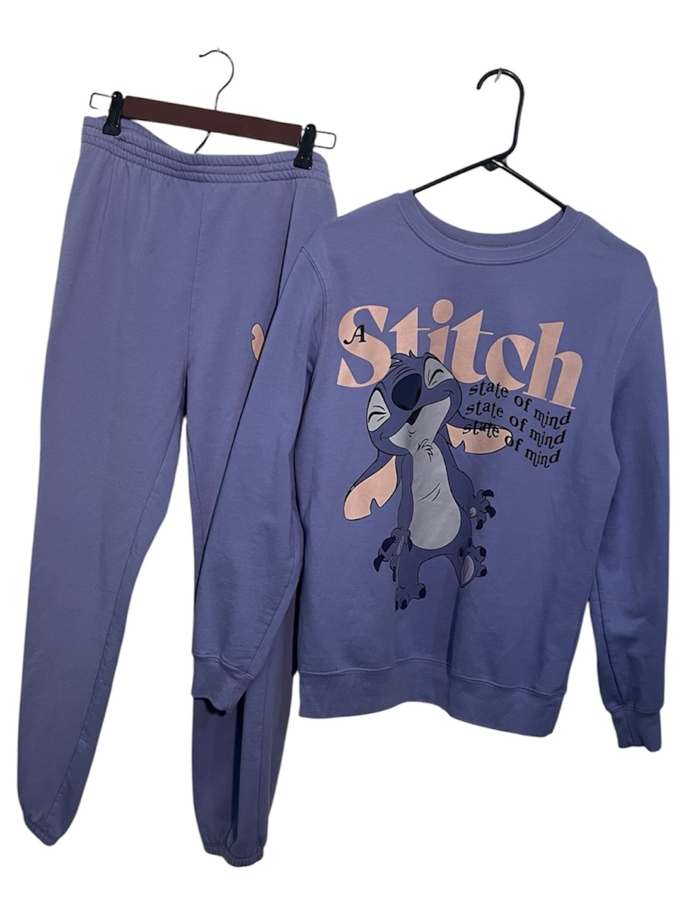 Disney Lavender Stitch Graphic Sweatshirt & Jogger Pajama Set